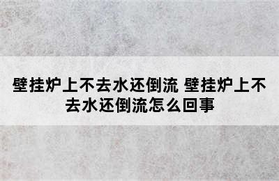 壁挂炉上不去水还倒流 壁挂炉上不去水还倒流怎么回事